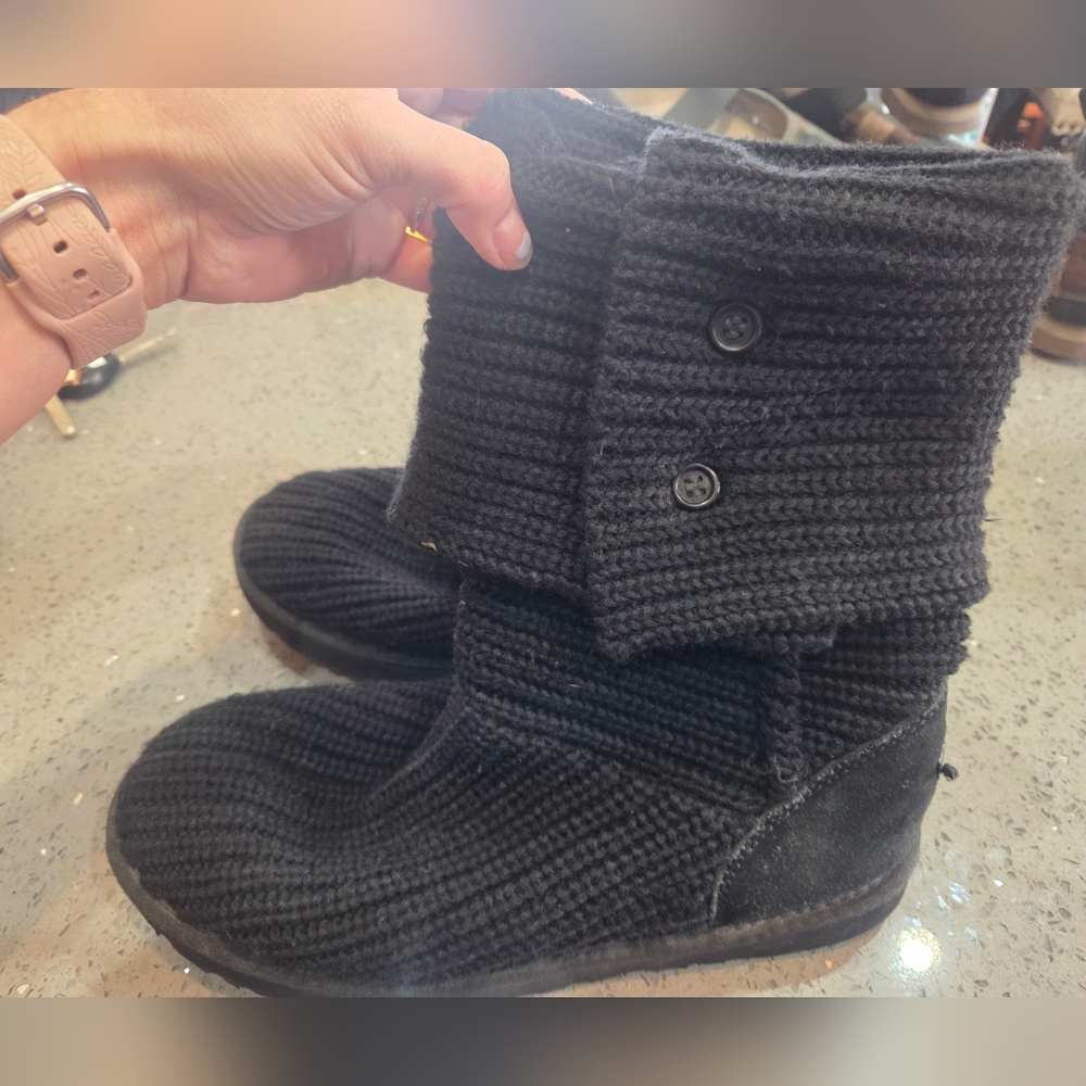 Black Knit Ugg  Button Boots